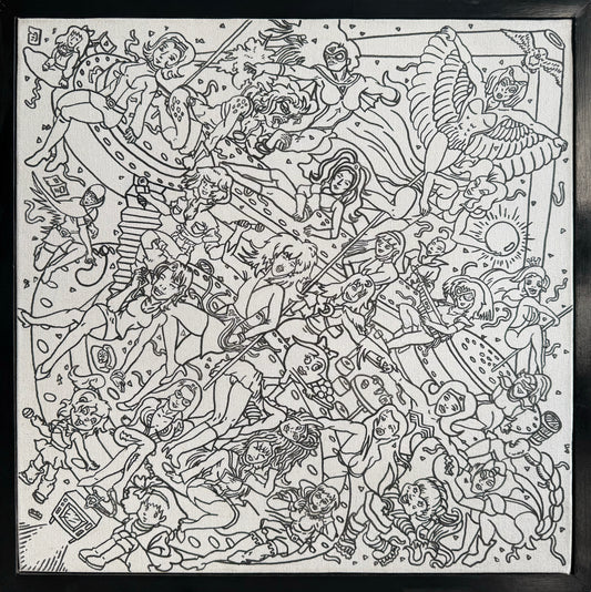 Lote 34 - Pit - Jugando con muñecas / Tinta sobre tela - 62 x 62 cm