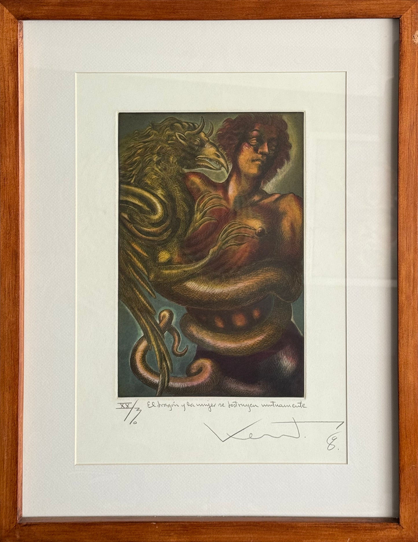 Pieza 45 - Daniel Kent - El dragón y la mujer se destruyeron mutuamente / Grabado - 40 x 30 cm