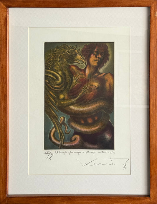 Pieza 45 - Daniel Kent - El dragón y la mujer se destruyeron mutuamente / Grabado - 40 x 30 cm