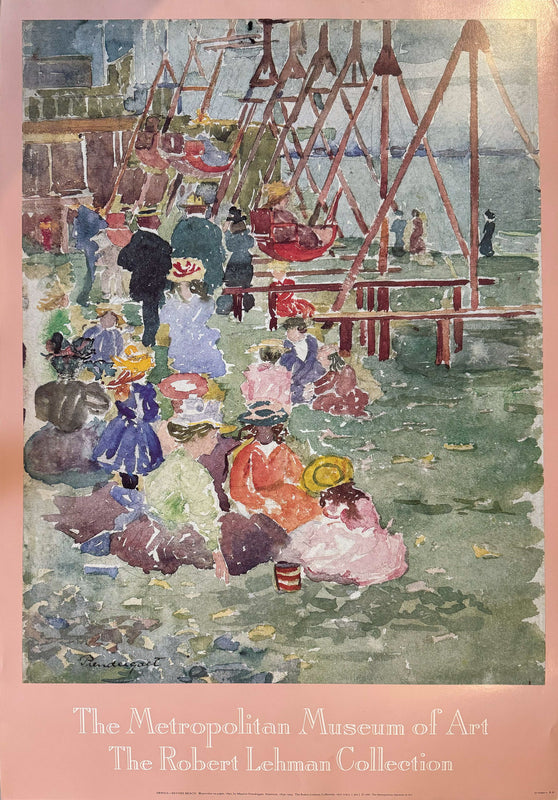 Maurice Prendergast (obra reproducida) – Swings, Revere Beach / Impresión offset a color sobre papel – 61 x 94 cm – Gráfica vintage museográfica · 1987, The Metropolitan Museum of Art - The Robert Lehman Collection