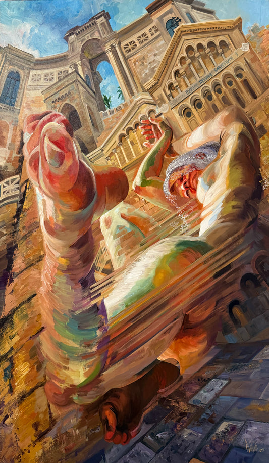 Pieza 31 - Homero Regla - "Absorta embelezada" / acrilico sobre tela - 135 x 90 cm