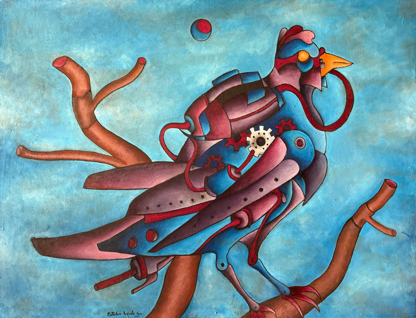 Lote 39 - Esteban Arévalo - Ave del futuro / Óleo sobre tela - 110 x 150 cm