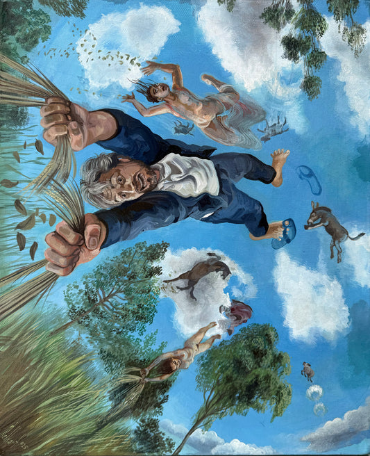 Pieza 36 - Homero Regla - "Mundo de cabeza" / acrilico sobre tela - 40 x 50 cm