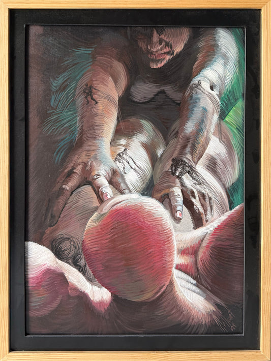 Pieza 53 - Homero Regla - "Construyendo con lineas" / acrilico sobre tela - 78 x 48 cm