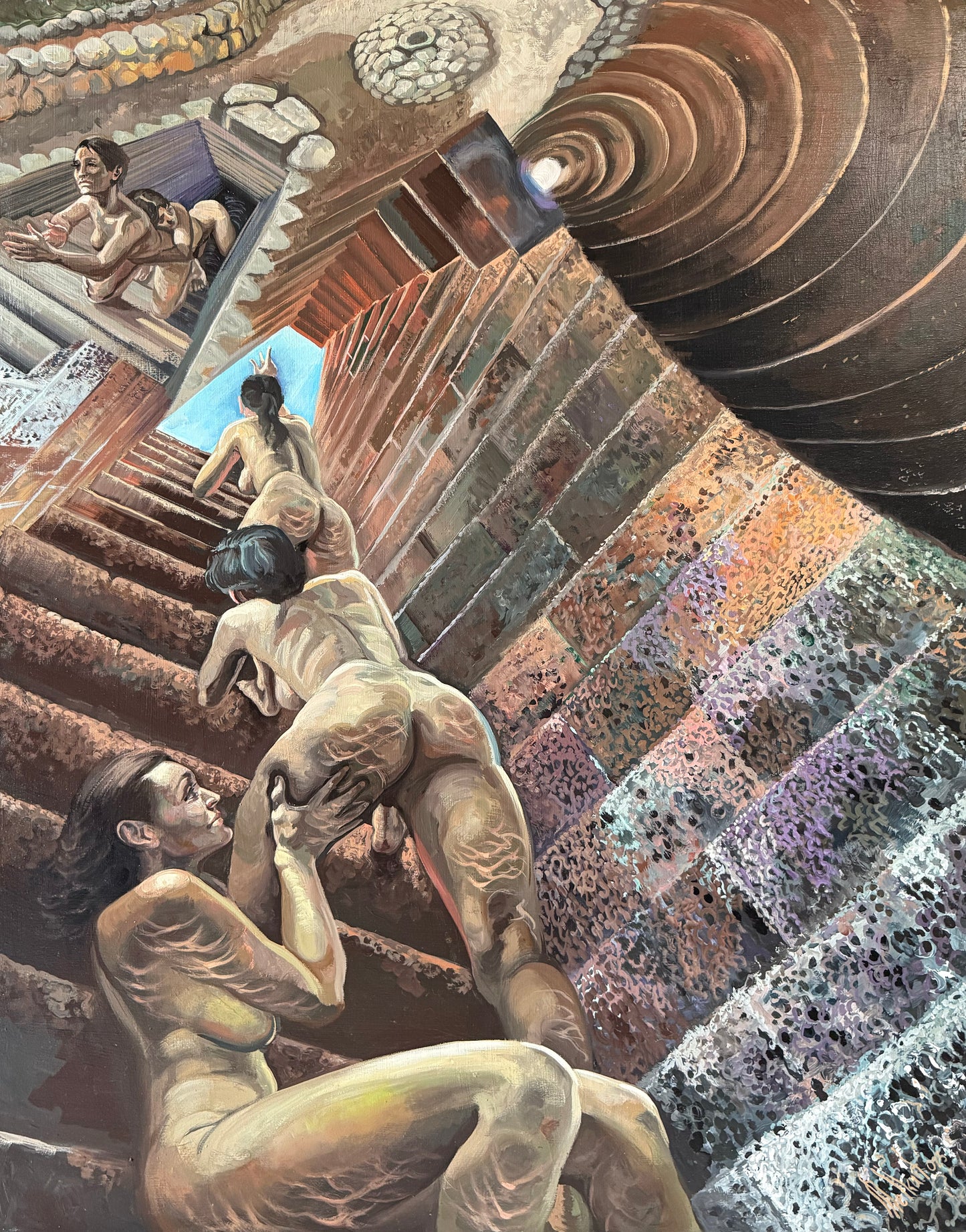 Pieza 41 - Homero Regla - "Encadenamiento femenil" / acrilico sobre tela - 110 x 80 cm