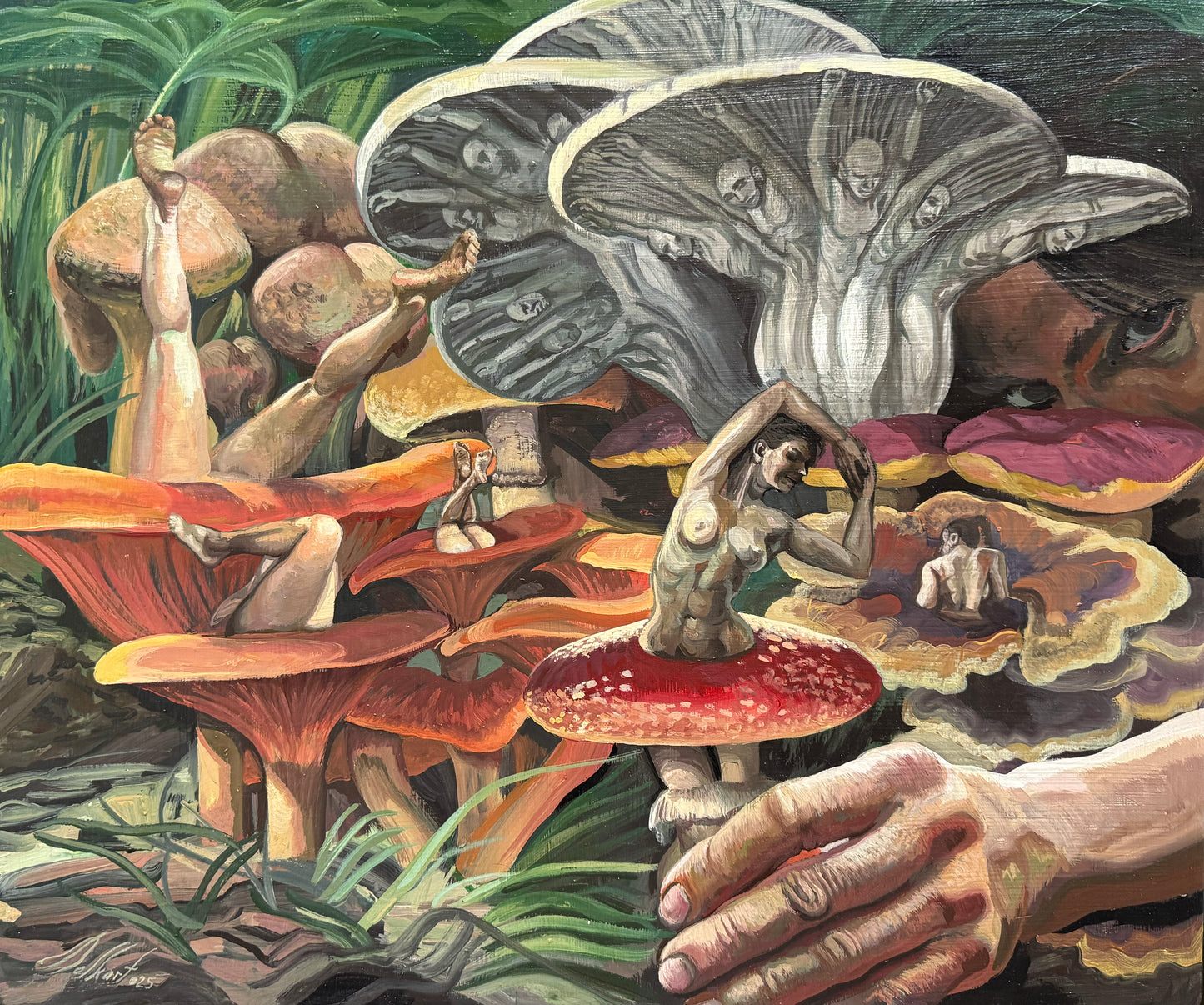 Pieza 35 - Homero Regla - "3 janas, 1 nurag" / acrilico sobre tela - 30 x 40 cm