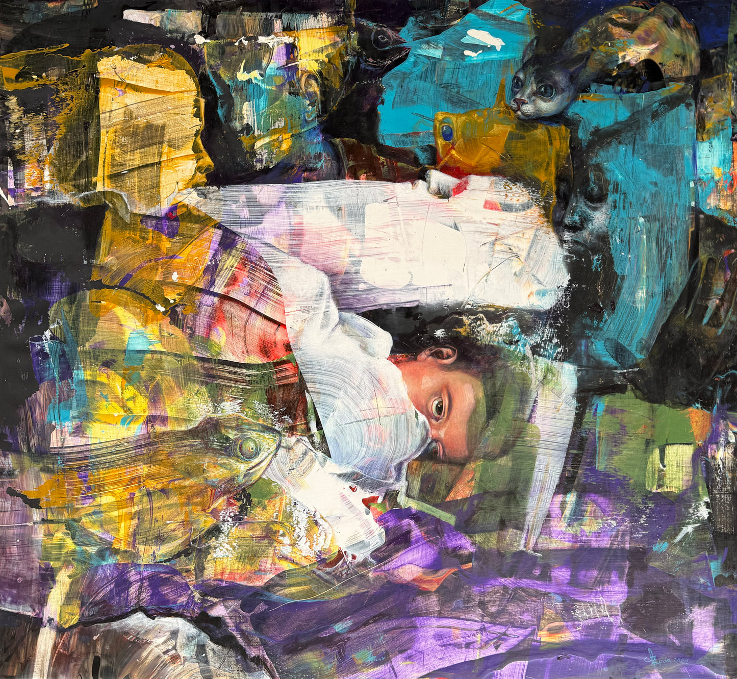 Pieza 70 - Israel Zzepda - "Mi gran descubrimiento" / acrilico sobre tela - 108 x 88 cm