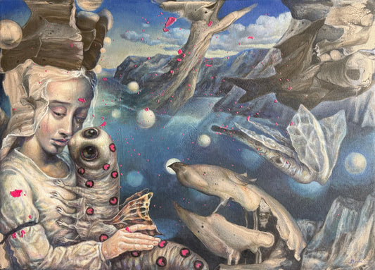 Pieza 75 - Israel Zzepda - "Oruga mediterránea" / acrilico sobre tela - 50 x 70 cm