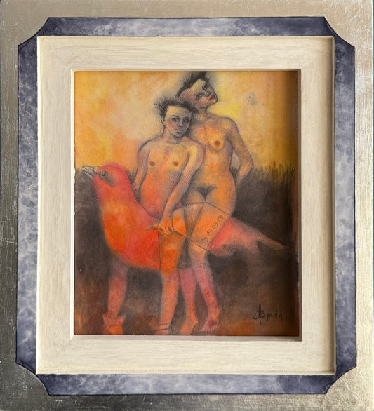 Pieza 84 - Israel Zzepda - "para volar juntos" / acrilico sobre tela - 20 x 23 cm