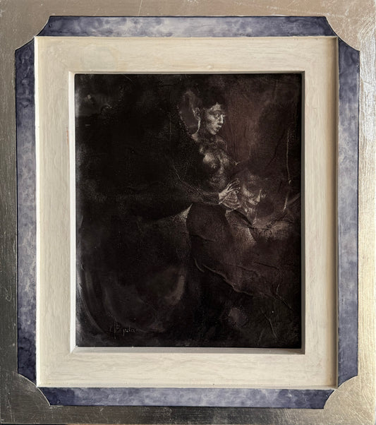 Pieza 86 - Israel Zzepda - "identidad en mano" / tinta fuego sobre aluminio - 20 x 24 cm