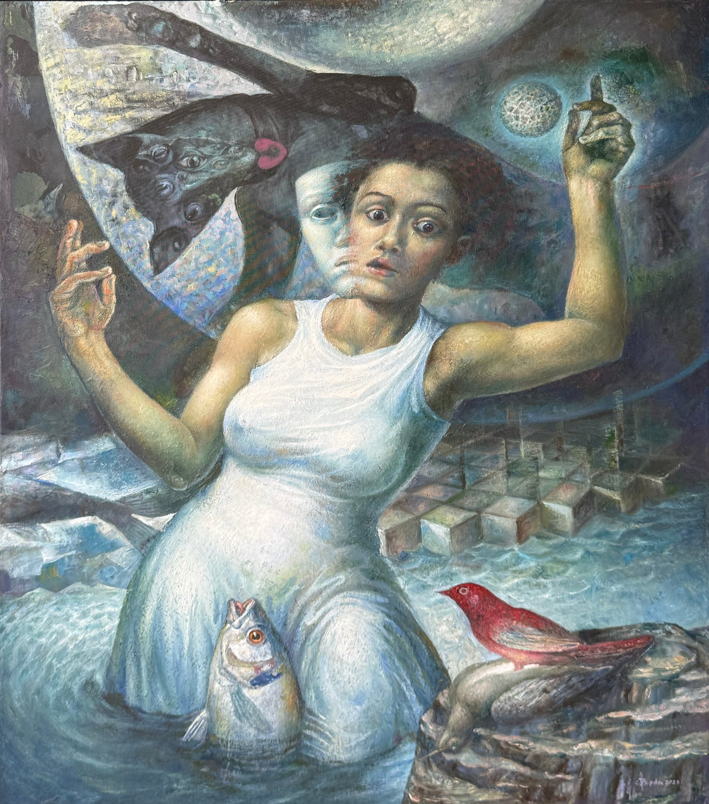 Pieza 68 - Israel Zzepda - "Tres para un propósito" / acrilico sobre tela - 100 x 80 cm