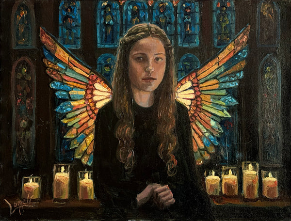 Hiran Lomeli - La manifestacion / oleo sobre tela - 40 x 30 cm