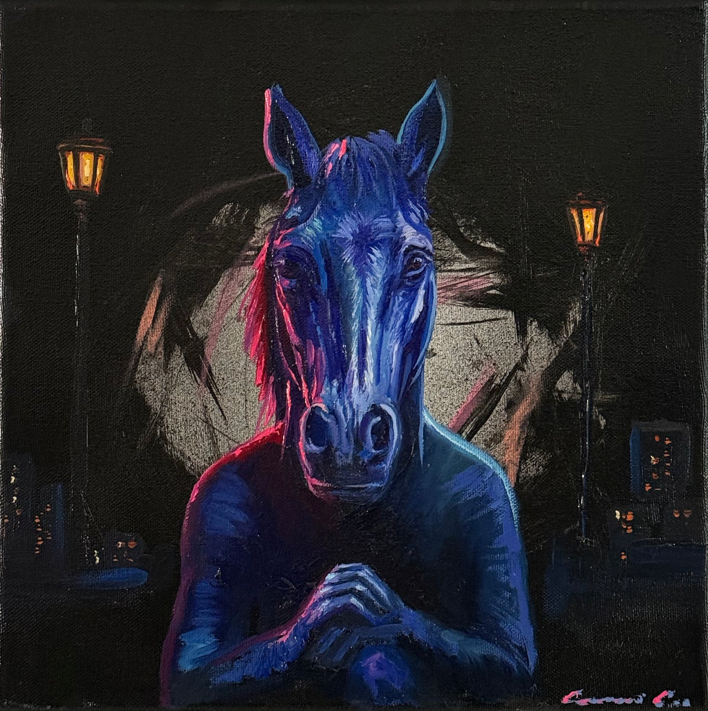 Aram Cortes  - Guardian nocturno  / òleo  sobre tela  - 30 x 30 cm