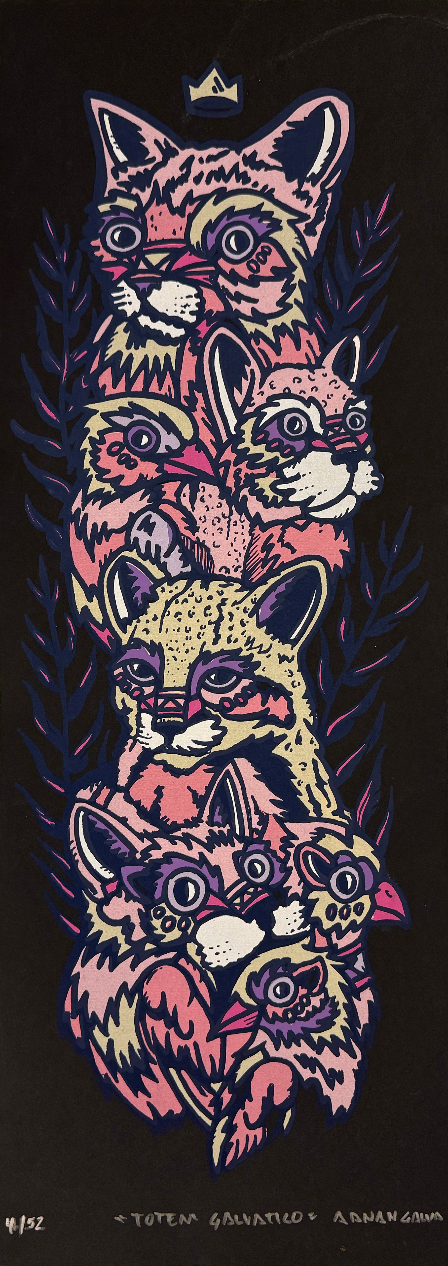 Adnan Galva - Totem Galvatico / Serigrafía sobre papel - 25 x 70 cm