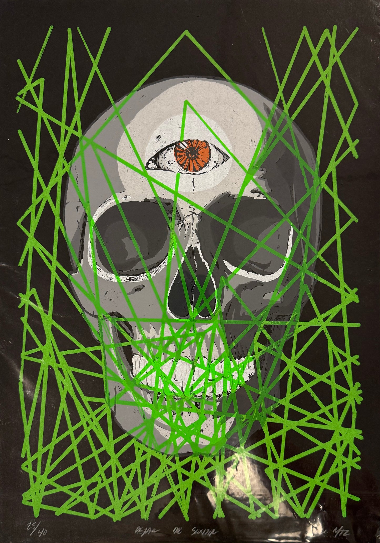 Alex martinez - ST. Calabera Lazer / Serigrafía sobre papel - 35 x 50 cm