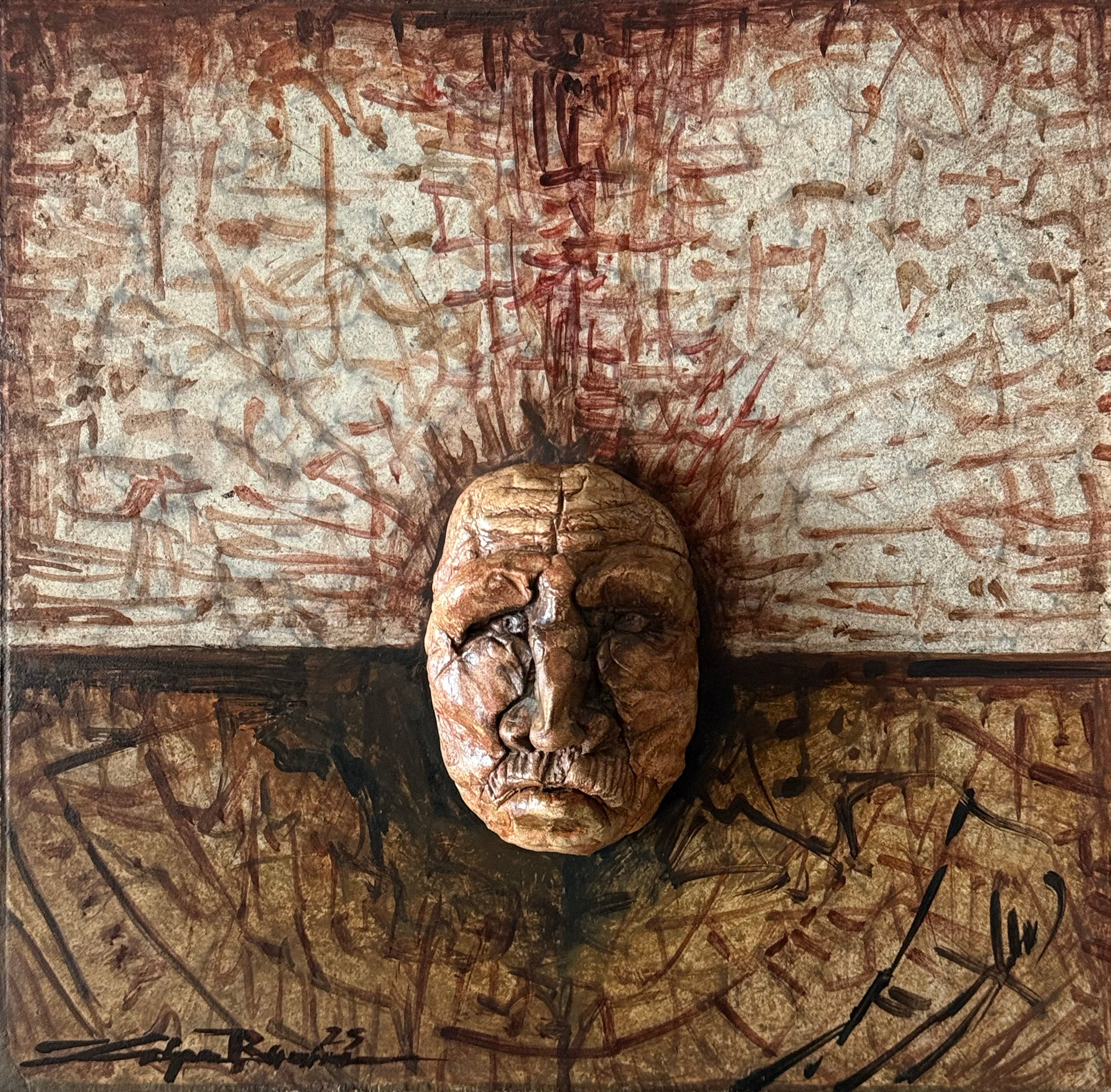 Roberto Lopez  - Vestigios 1 / Óleo sobre mosaico  - 26 x 26 cm