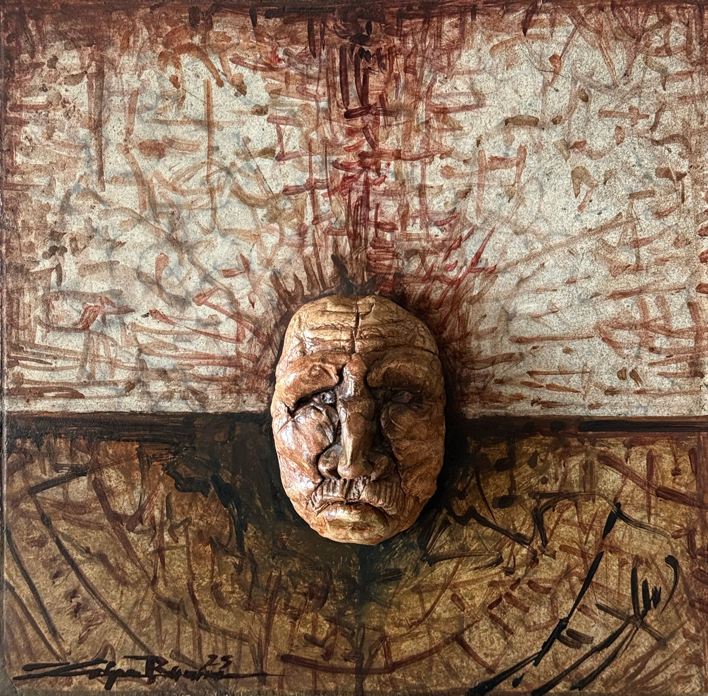 Roberto Lopez  - Vestigios 1 / Óleo sobre mosaico  - 26 x 26 cm