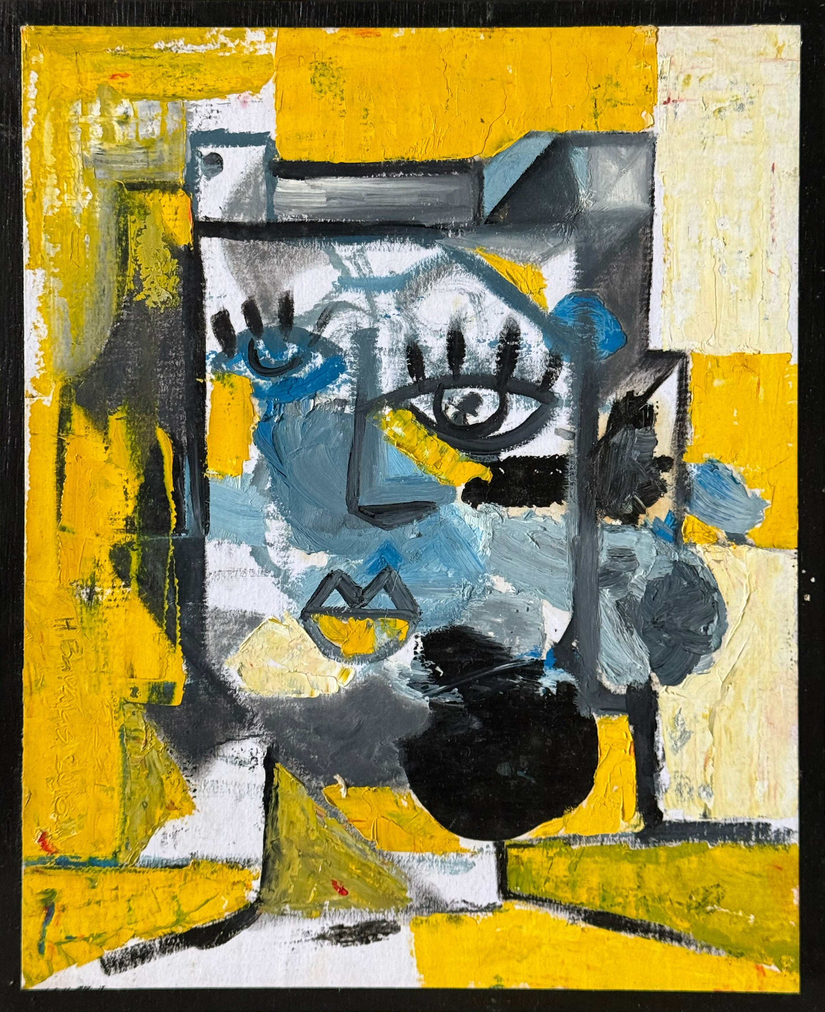 Hugo Barajas – Rostro amarillo y azul / Mixta sobre madera – 28 x 34 cm – 1/1