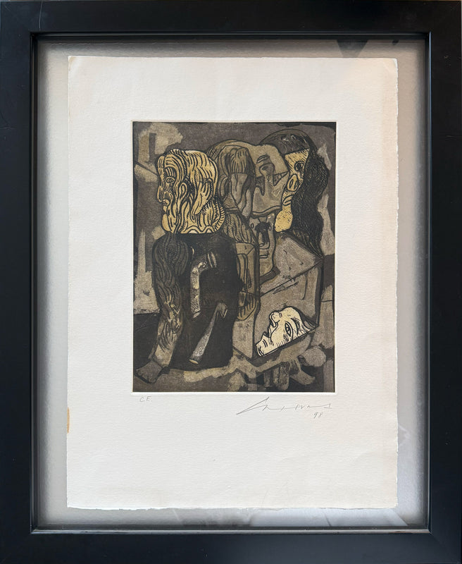 José Luis Cuevas – ST Personajes 1998 / Grabado sobre papel – 40 x 50 cm – C.E.