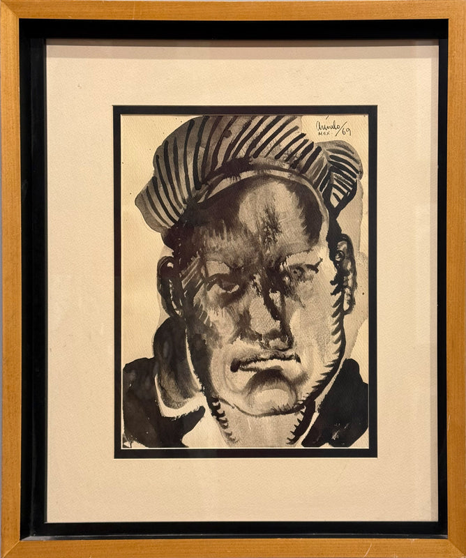 Javier Arévalo – Autorretrato año 69 / Acuarela sobre papel – 29 x 37 cm – 1/1