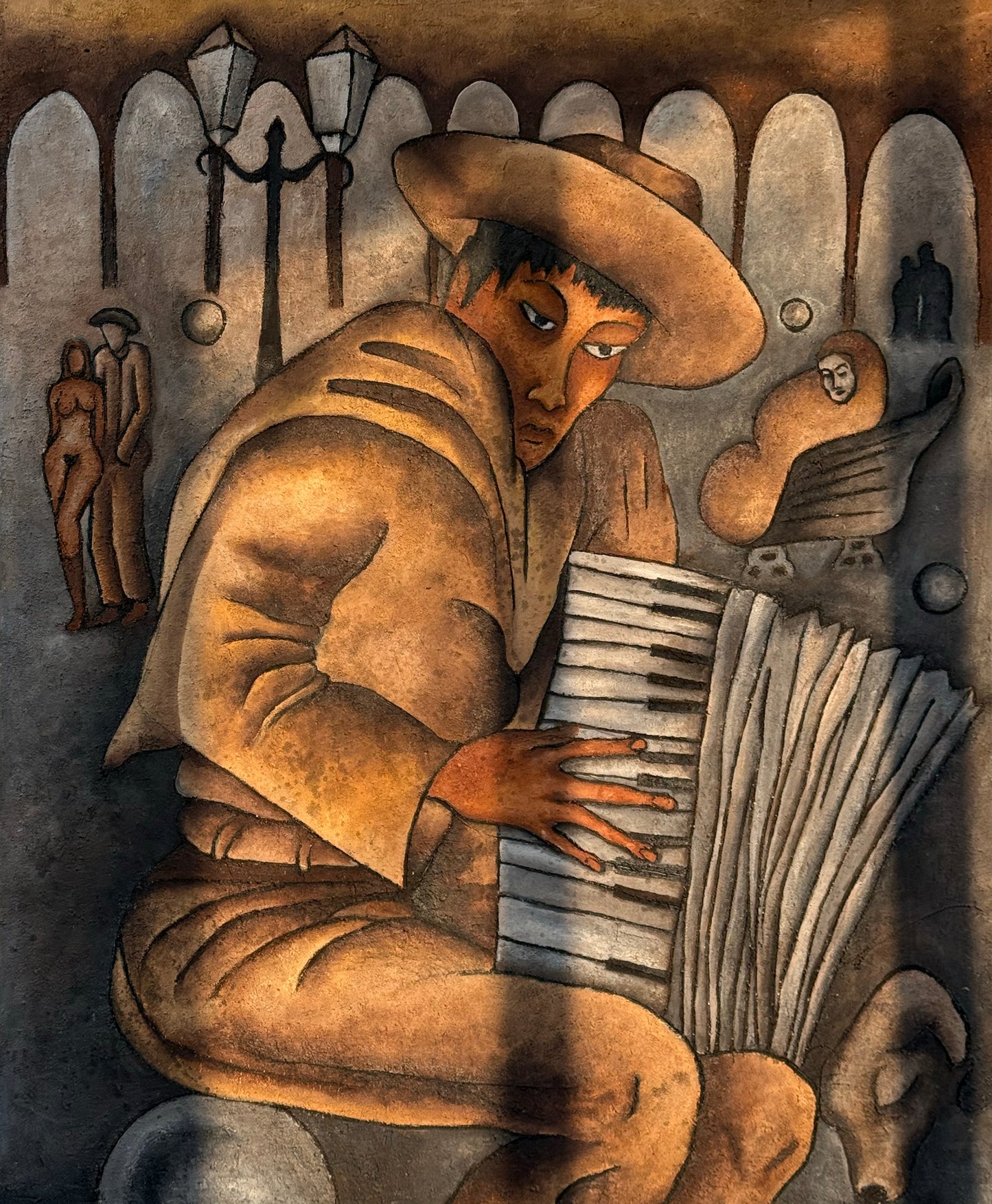 Esteban Arévalo - Músico en Barcelona / Óleo sobre tela - 135 x 110 cm