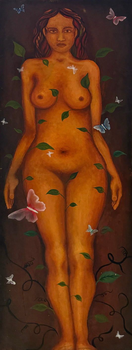 Esteban Arévalo - Sueños de juventud / Óleo sobre tela - 150 x 50 cm
