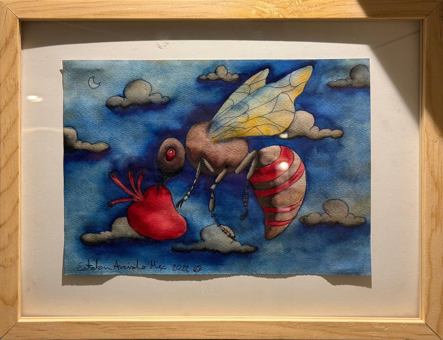 Esteban Arévalo - Abeja reina / Acuarela sobre papel - 17 x 24 cm