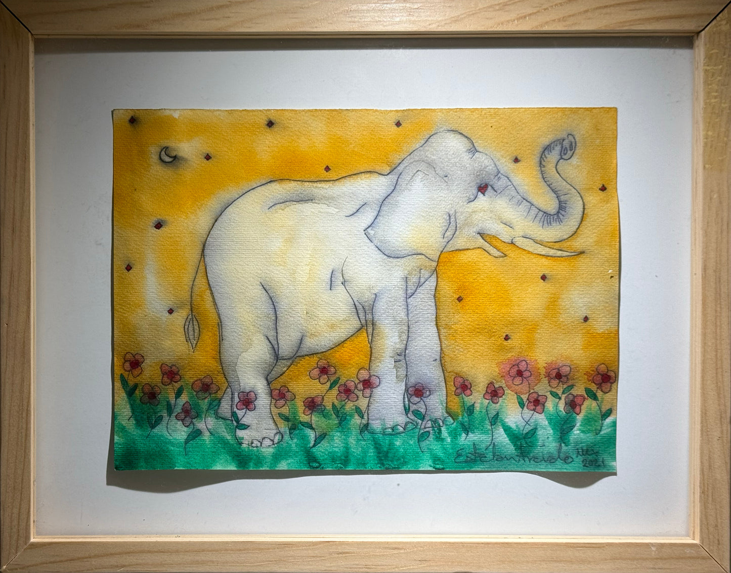 Esteban Arévalo - Elefante Indu / Acuarela sobre papel - 17 x 24 cm