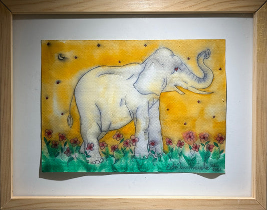 Esteban Arévalo - Elefante Indu / Acuarela sobre papel - 17 x 24 cm