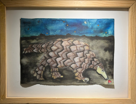 Esteban Arévalo - Pangolin / Acuarela sobre papel - 17 x 24 cm