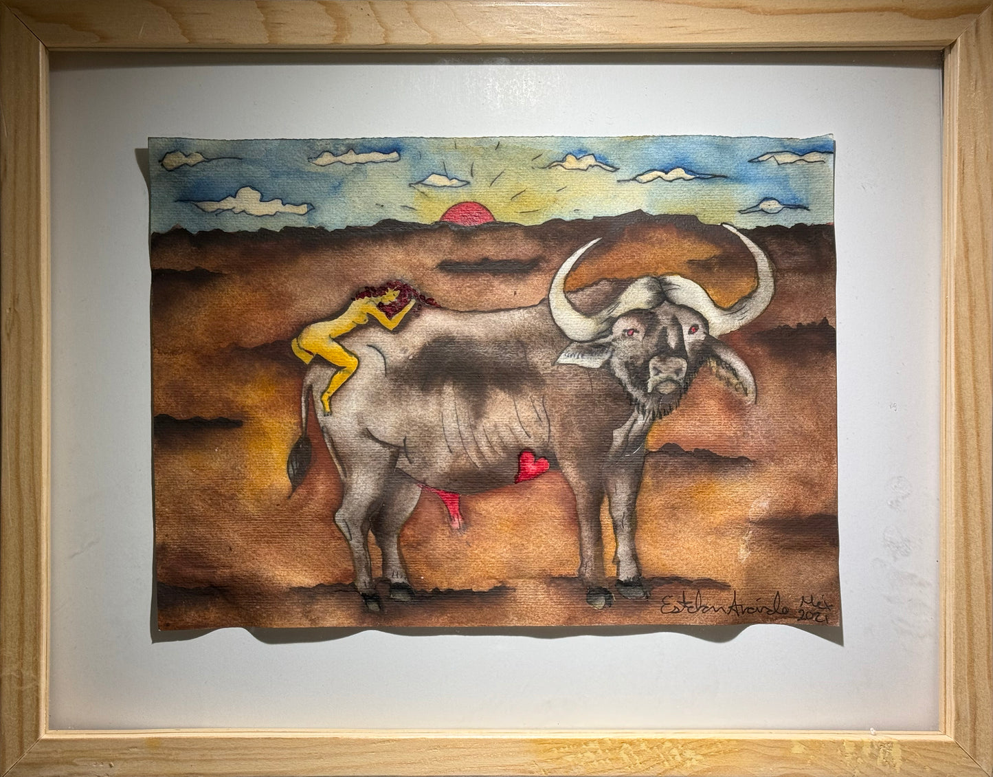 Esteban Arévalo - Buffalo Cafre / Acuarela sobre papel - 17 x 24 cm