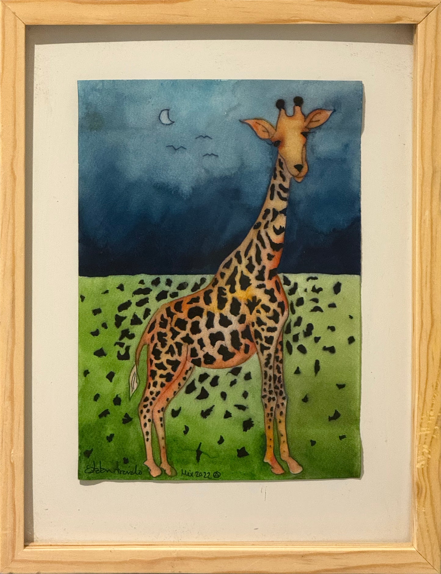 Esteban Arévalo - Jirafa / Acuarela sobre papel - 24 x 17 cm