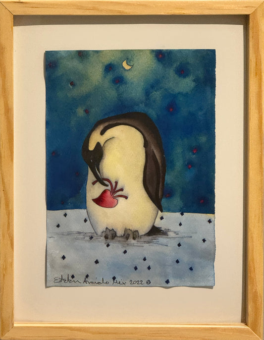 Esteban Arévalo - Pinguino / Acuarela sobre papel - 24 x 17 cm
