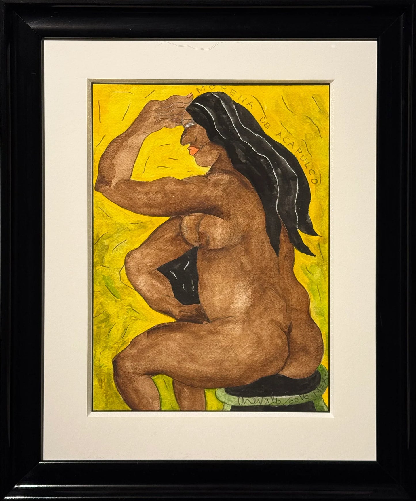 LOTE 041 / Javier Arévalo - Morena en Acapulco / Acuarela sobre papel - 33 x 23 cm