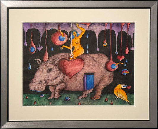 Esteban Arévalo - Domesticando al hipotoamo / Acuarela sobre papel - 29 x 39 cm