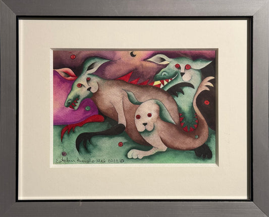 Esteban Arévalo - Canguro fantastico / Acuarela sobre papel - 16 x 24 cm