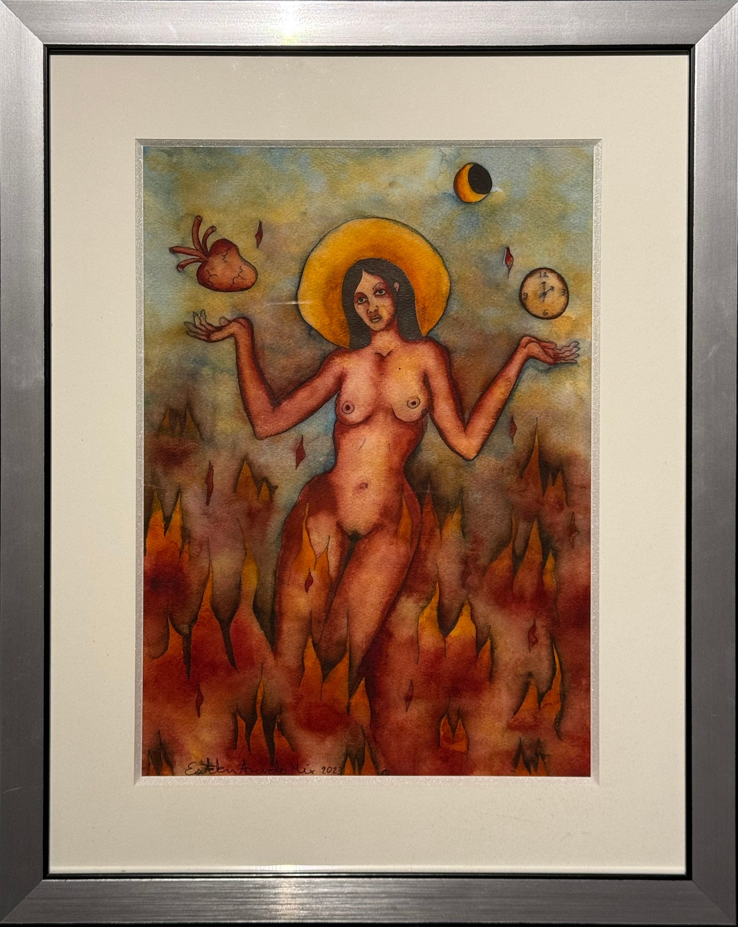 Esteban Arévalo - Entre el corazón y el tiempo / Acuarela sobre papel - 33 x 23 cm