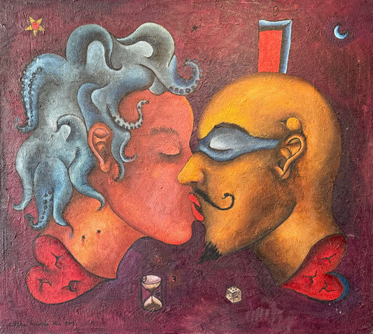 Esteban Arévalo - El beso / Óleo sobre tela - 110 x 125 cm