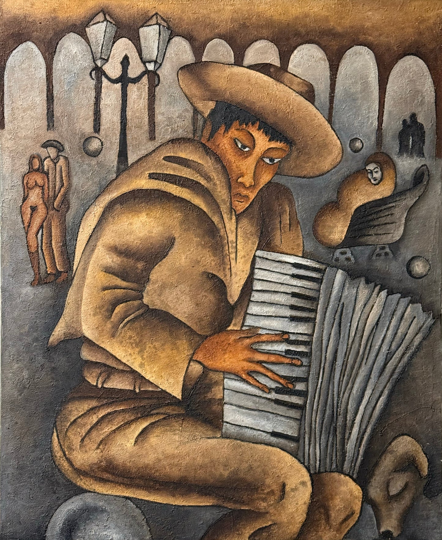 Esteban Arévalo – Músico en Barcelona / Óleo sobre tela – 110 x 135 cm – 1/1