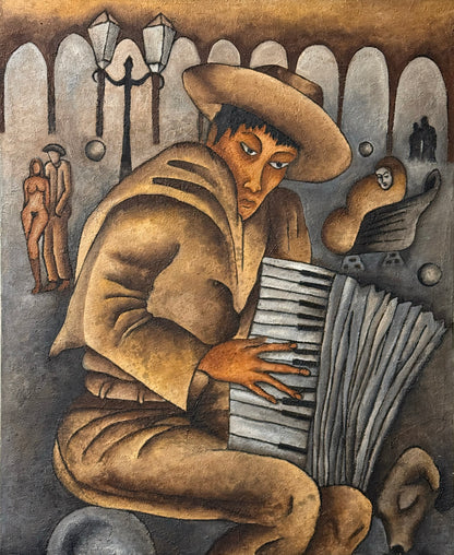 Esteban Arévalo – Músico en Barcelona / Óleo sobre tela – 110 x 135 cm – 1/1