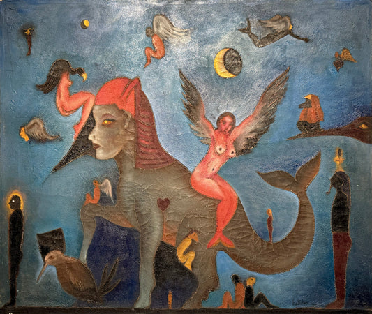 Esteban Arévalo - El sueño de la esfinge / Óleo sobre tela - 60 x 77 cm