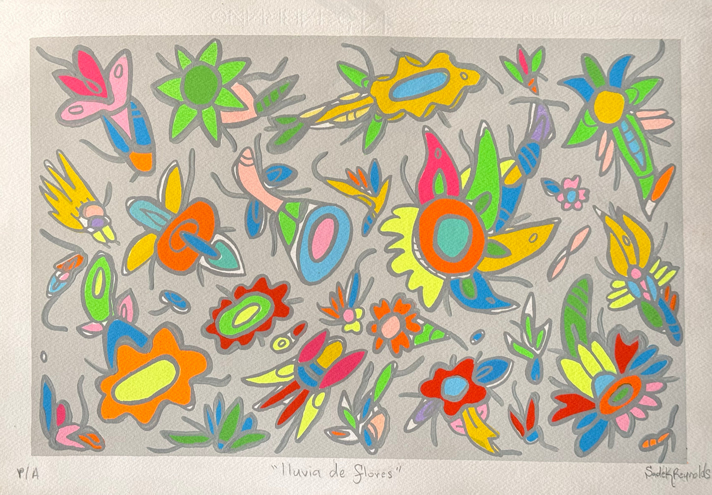 Sadek Reynolds - Lluvia de flores / Serigrarfía - 35 x 50 cm