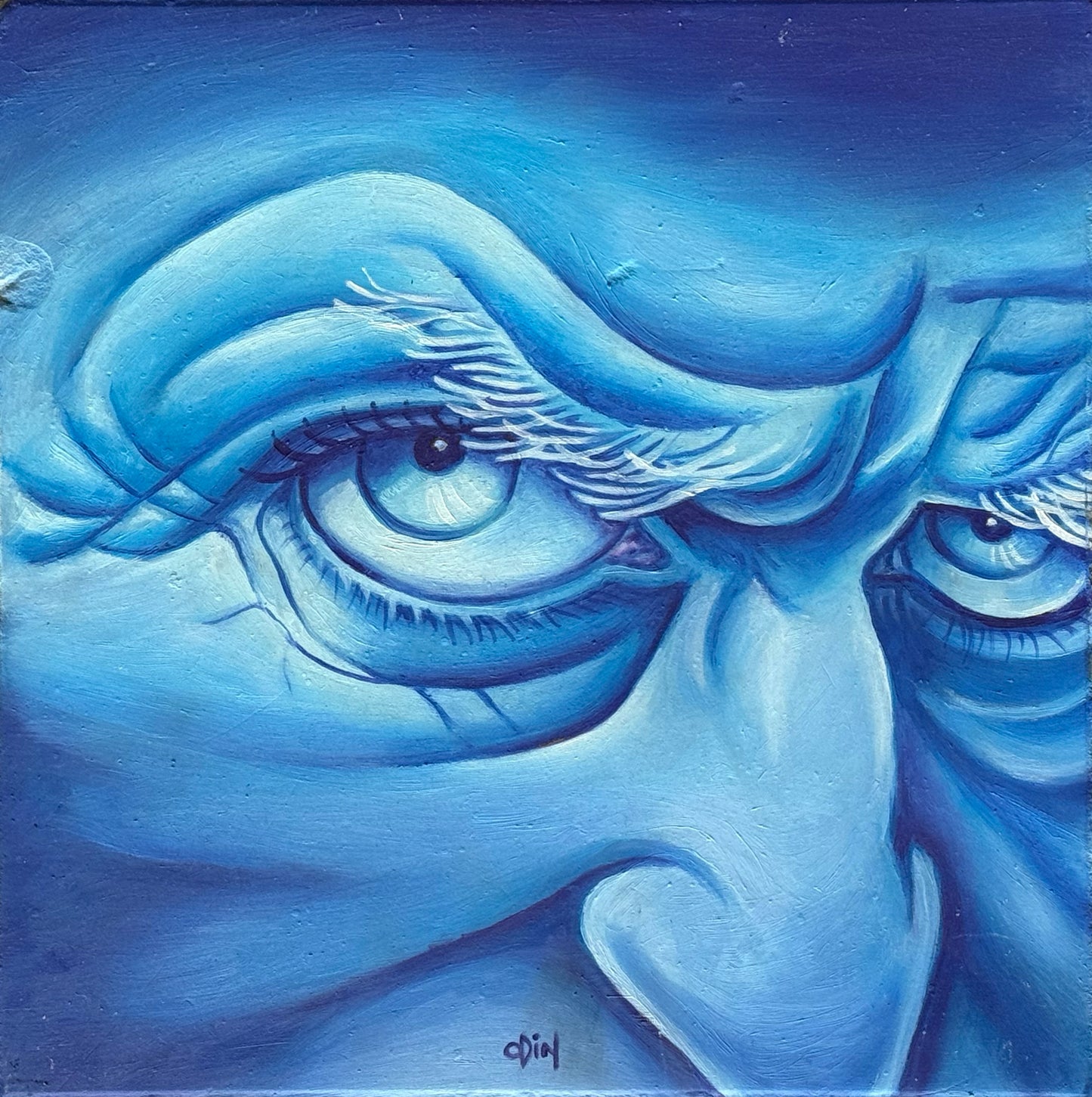 Odin - Severius / Óleo sobre mosaico vintage historico - 26 x 26 cm