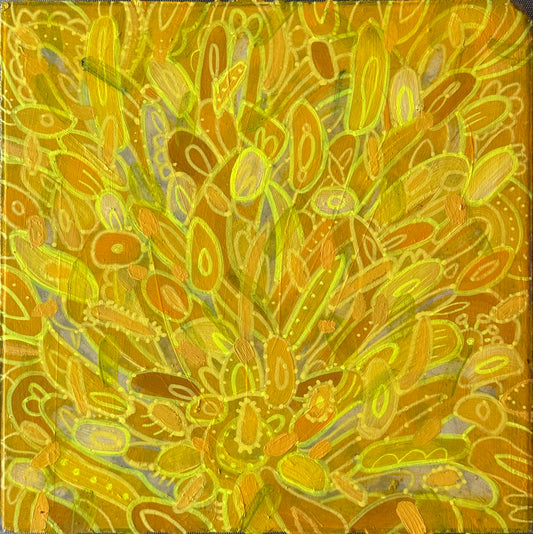 LOTE 068 / Sadek Reynolds - Ictericia / Mixta sobre mosaico vintage histórico - 26 x 26 cm