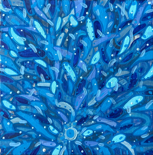 Sadek Reynolds - Cianocis / Mixta sobre mosaico vintage historico - 26 x 26 cm