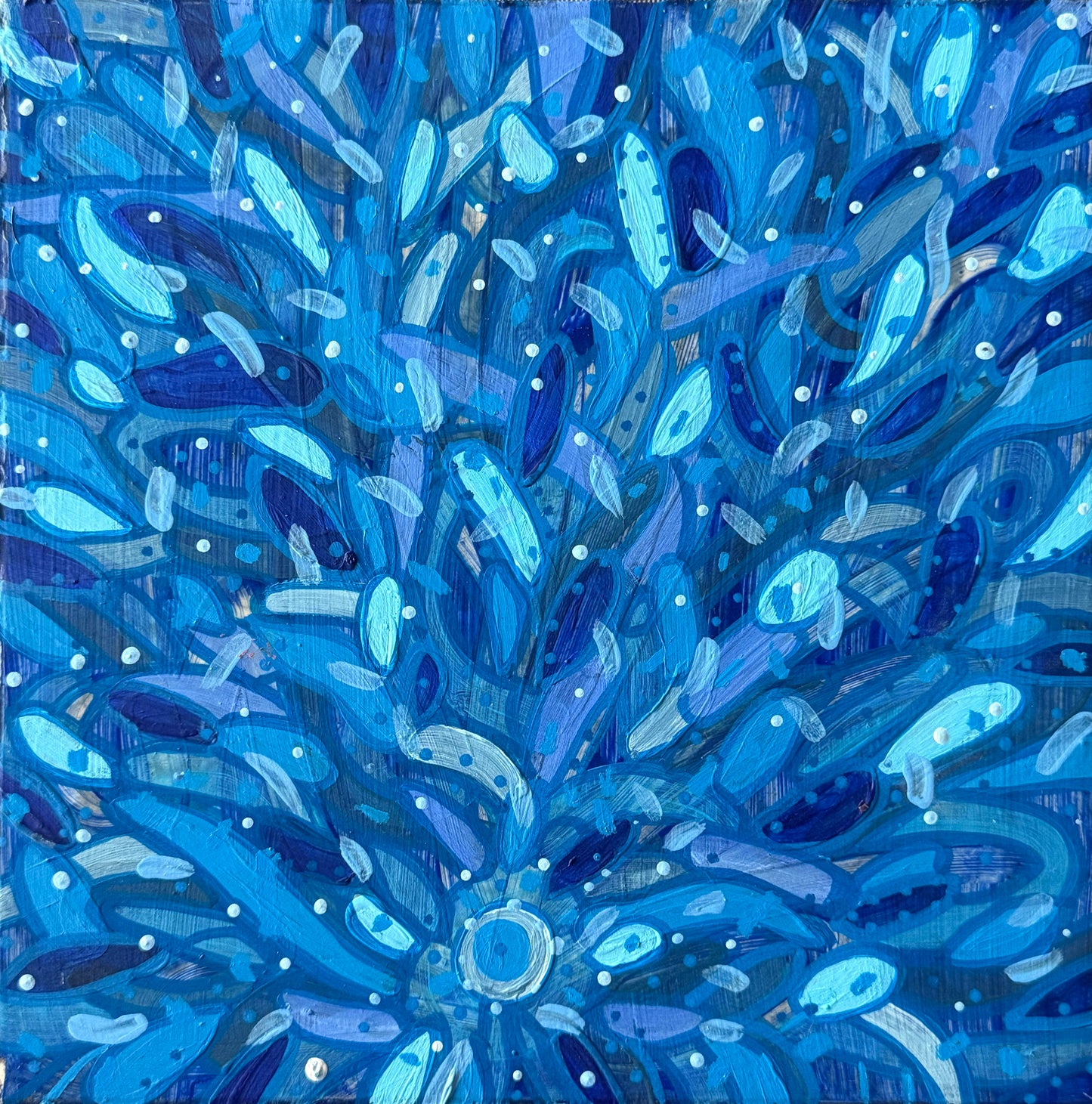 LOTE 020 / Sadek Reynolds - Cianocis / Mixta sobre mosaico vintage histórico - 26 x 26 cm