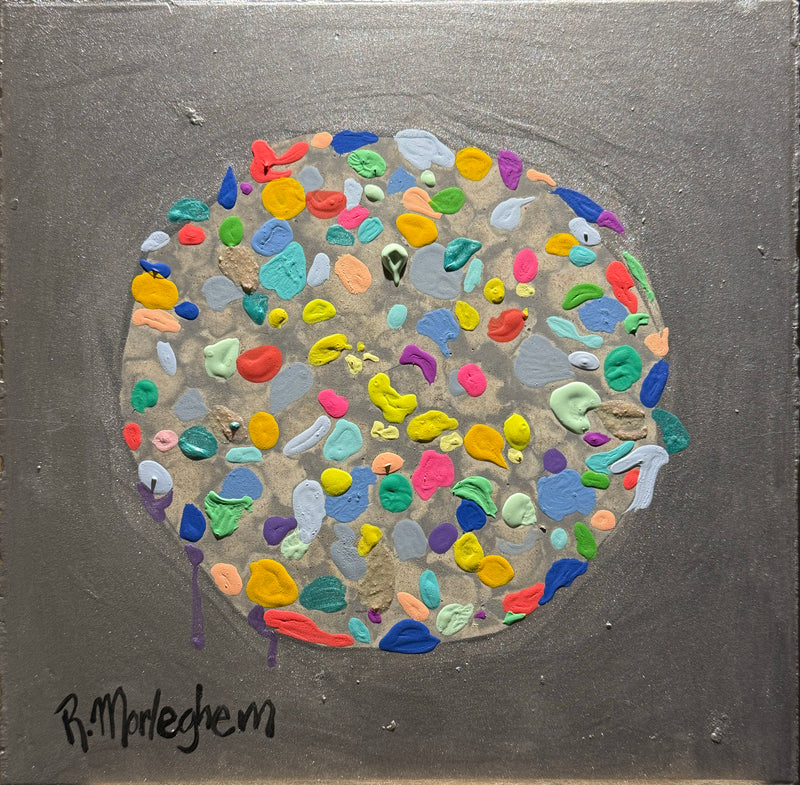 Roberto Morleghem – Planetas II / Acrílico sobre mosaico vintage histórico – 26 x 26 cm – 1/1