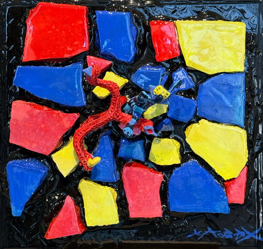 Skobax - Fragmentos / Acrílico y recina sobre  mosaico vintage historico - 30 x 30 cm