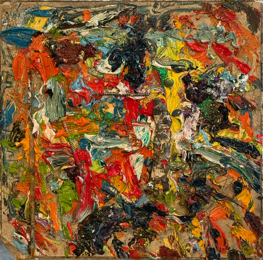 LOTE 006 / Sinuhé Villegas - sin hue / Mixta sobre mosaico vintage histórico - 26 x 26 cm