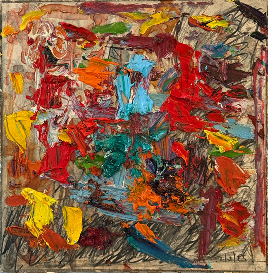 LOTE 025 / Sinuhé Villegas - S-T / Mixta sobre mosaico vintage histórico - 26 x 26 cm